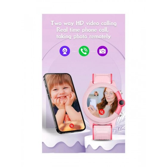 INTIME GPS smartwatch για παιδιά IT-053, 1.28", camera, 4G, IPX7, ροζ