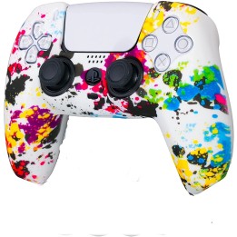 Controller Silicone Cover Skin Protective for Sony Playstation 5 DualSense  Water Transfer Printing Multi Color White