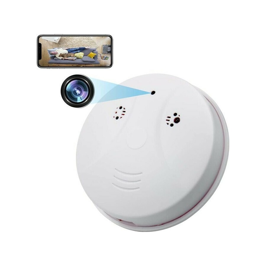 Κρυφή κάμερα τύπου ανιχνευτή καπνού SPY-014, Full HD, Wi-Fi, λευκή