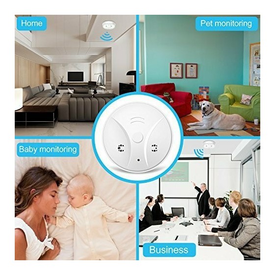 Κρυφή κάμερα τύπου ανιχνευτή καπνού SPY-014, Full HD, Wi-Fi, λευκή