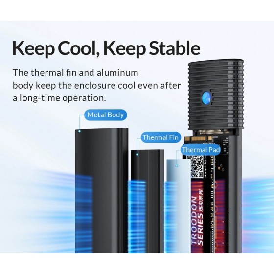 ORICO θήκη για Μ.2 & M.2 NVMe SSD PWM2-G2-BK-EP, 10Gbps, έως 4TB, μαύρη