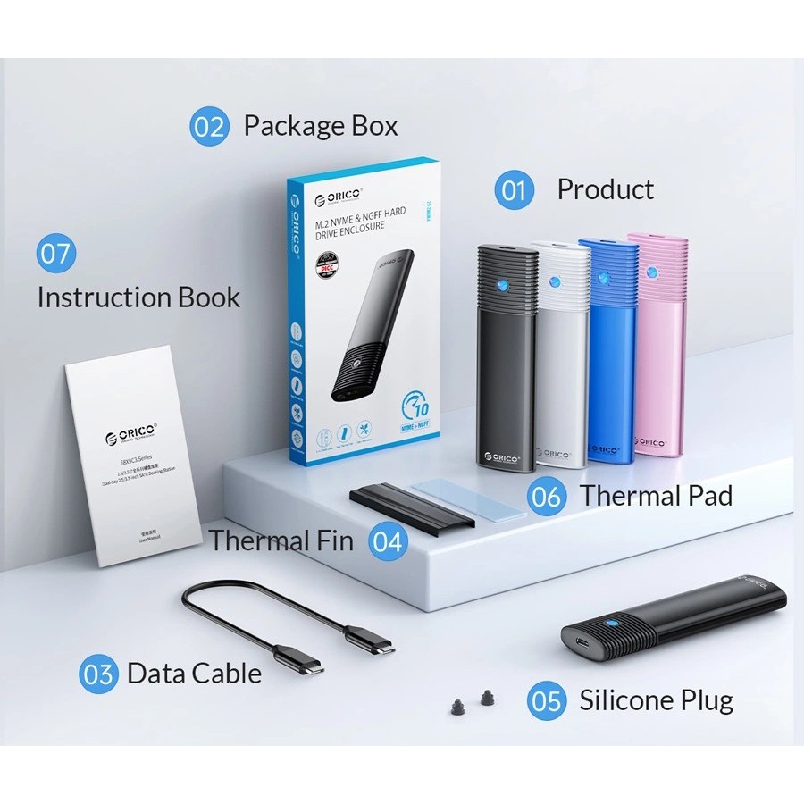 ORICO θήκη για Μ.2 & M.2 NVMe SSD PWM2-G2-BK-EP, 10Gbps, έως 4TB, μαύρη