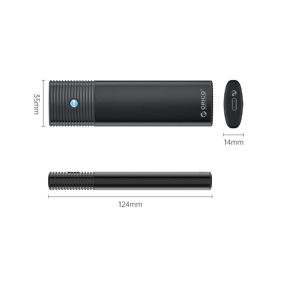 ORICO θήκη για Μ.2 NVMe SSD PWM2-G2-BK-EP, 10Gbps, έως 4TB, μαύρη