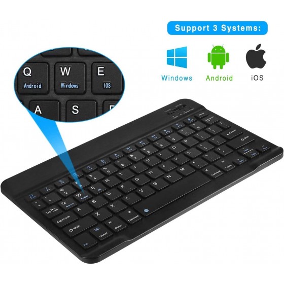 BK-100 Mini Bluetooth Keyboard Wireless Rechargeable Keyboard iOS, Android, Mac OS and Windows For Mobile, Tablet & TV WHITE
