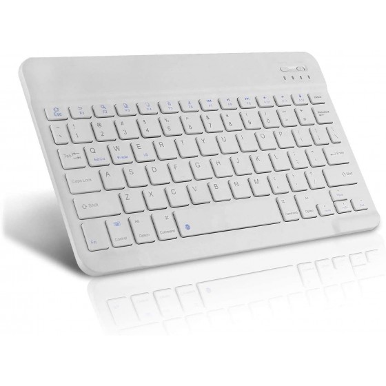 BK-100 Mini Bluetooth Keyboard Wireless Rechargeable Keyboard iOS, Android, Mac OS and Windows For Mobile, Tablet & TV WHITE