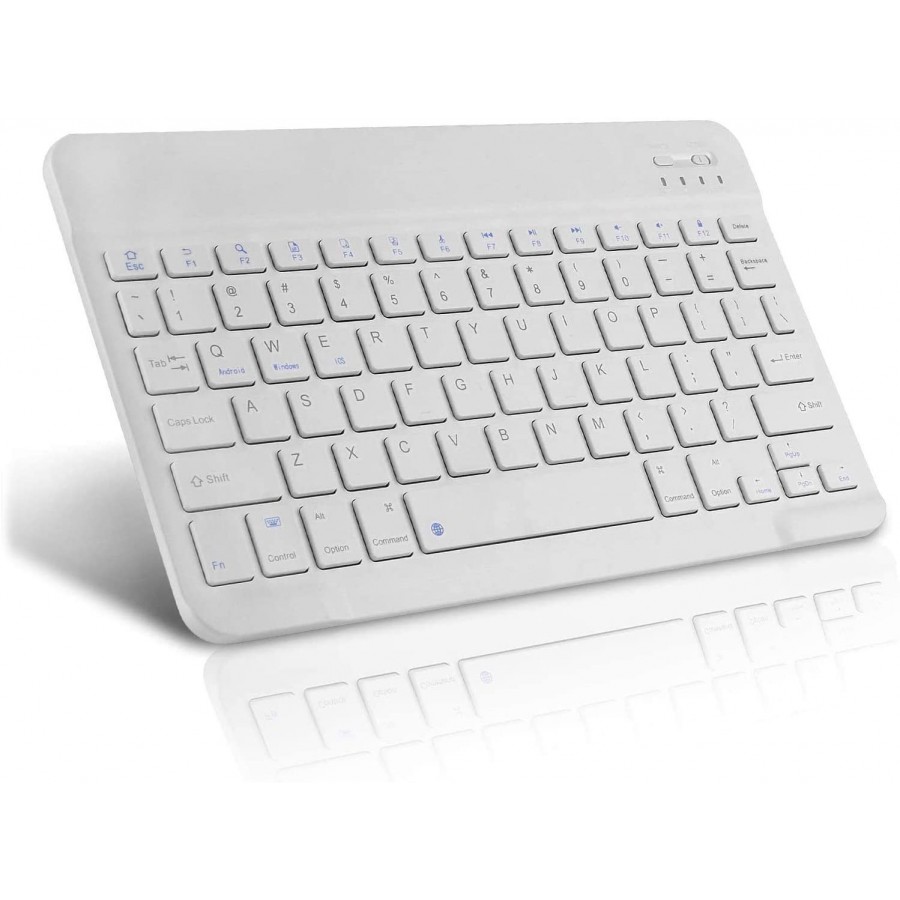 BK-100 Mini Bluetooth Keyboard Wireless Rechargeable Keyboard iOS, Android, Mac OS and Windows For Mobile, Tablet & TV WHITE