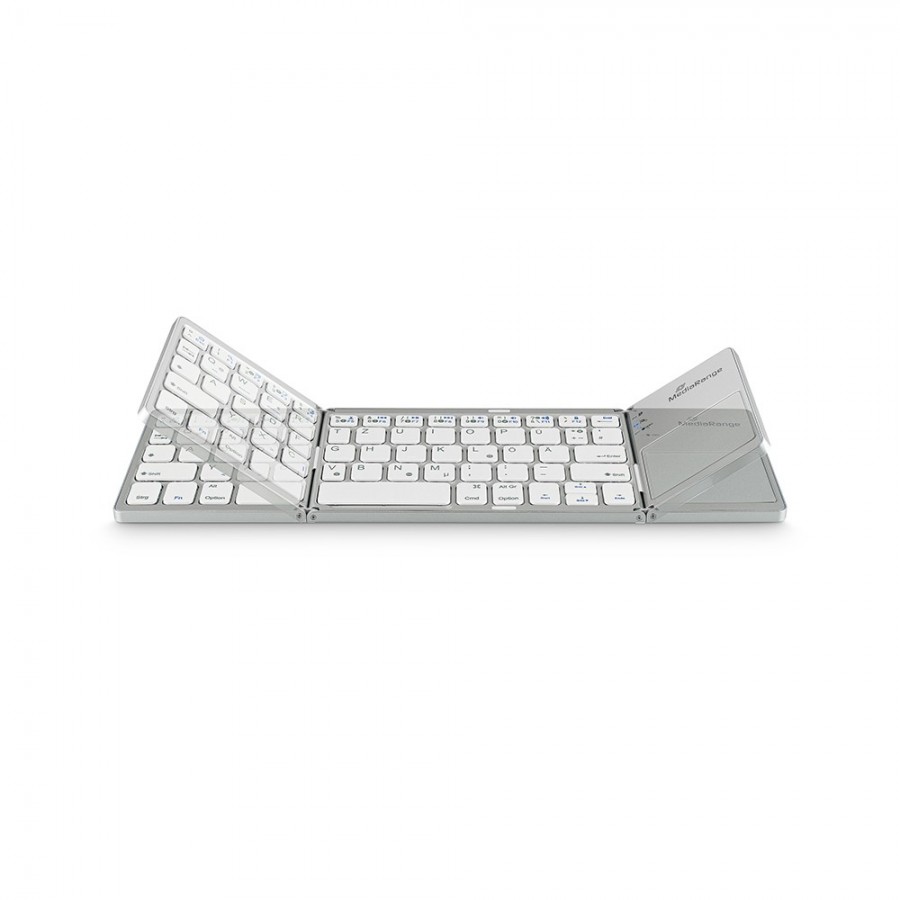 MediaRange Foldable and Rechargeable Bluetooth keyboard 64 keys with touchpad Silver (MROS133-GR)