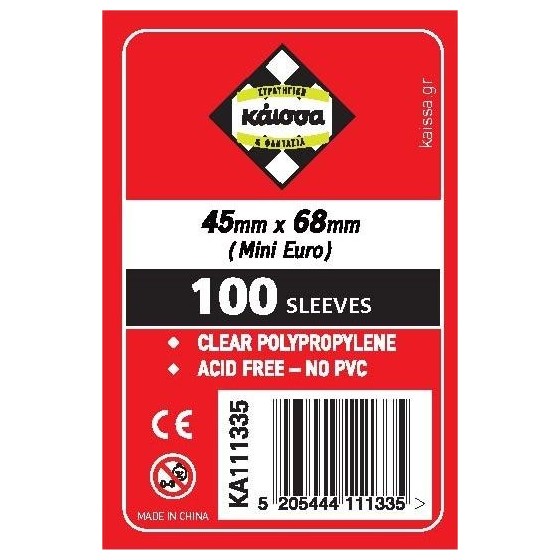 Kaissa 100 Θήκες Για Κάρτες Sleeves Μέγεθος Mini Euro 45x68mm