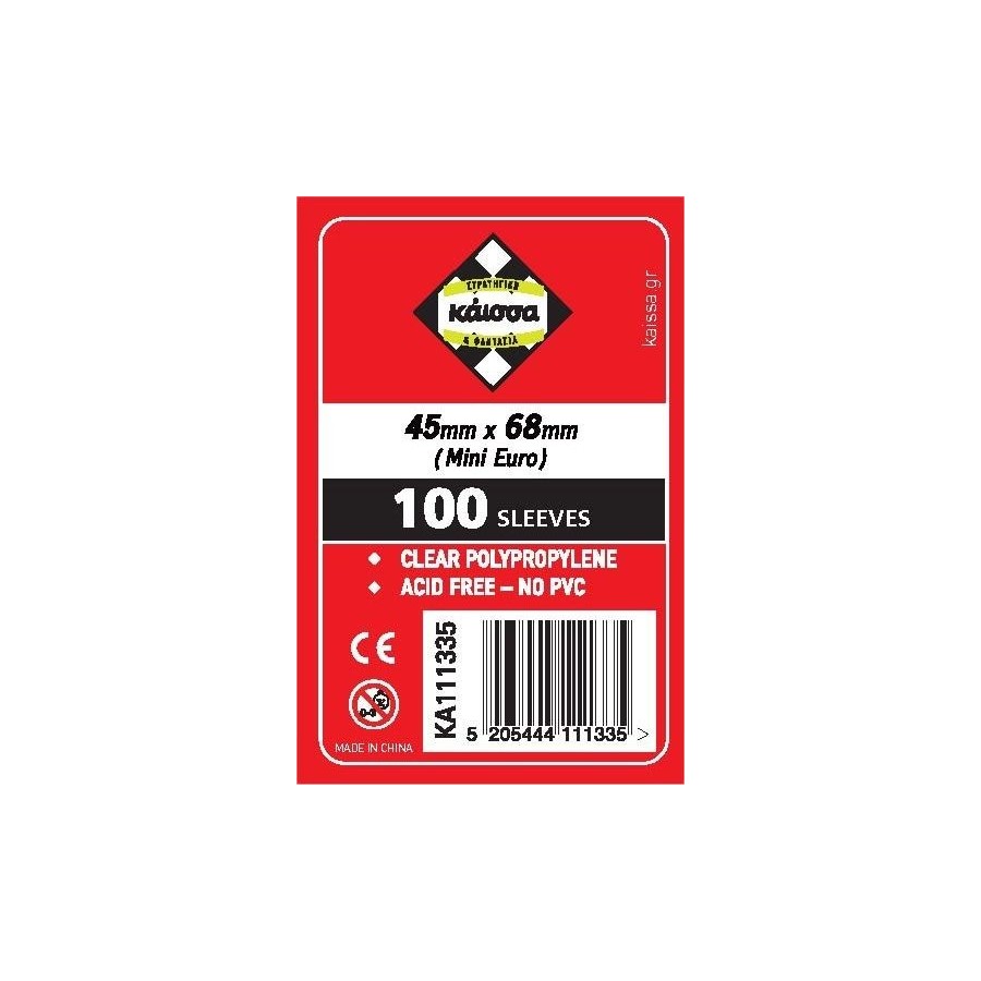 Kaissa 100 Θήκες Για Κάρτες Sleeves Μέγεθος Mini Euro 45x68mm
