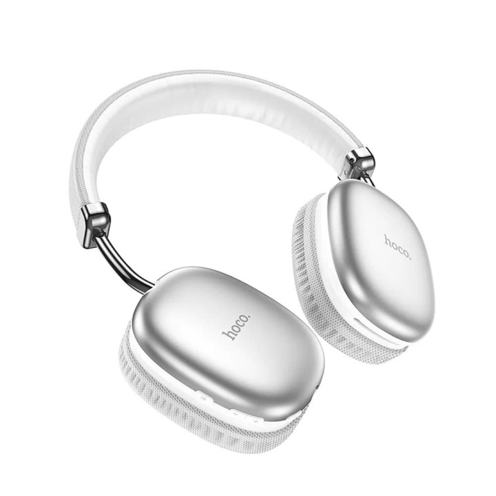 Hoco W35 Ασύρματα/Ενσύρματα Over Ear Ακουστικά με 40 ώρες Λειτουργίας Λευκό-Ασημί