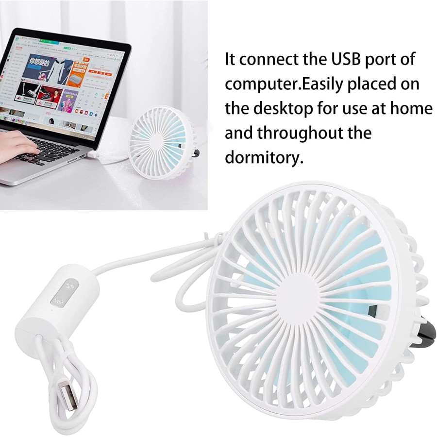 Portable Car Air Outlet Electric Cooling Fan with LED Light GXZ-F829(White)
