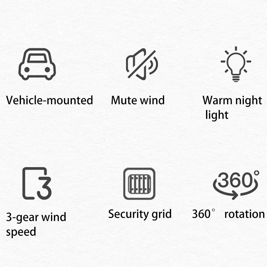 Portable Car Air Outlet Electric Cooling Fan with LED Light GXZ-F829(White)