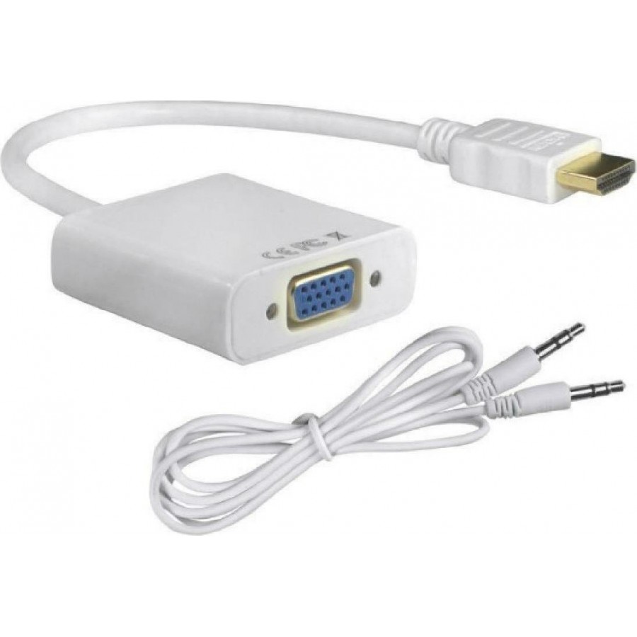 Adapter HDMI to VGA + AUDIO cable White (18254)