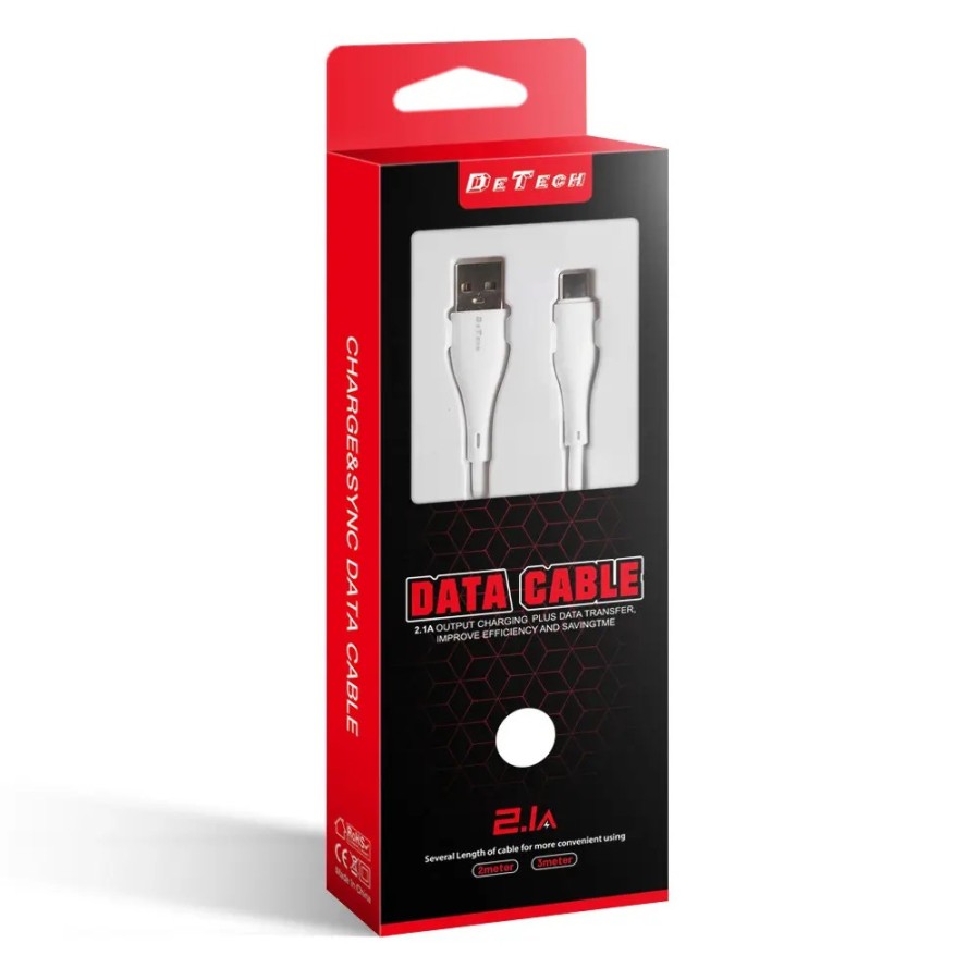 De Tech DE-44C3 USB 2.0 Cable USB-C male - USB-A male Λευκό 3m (40272)