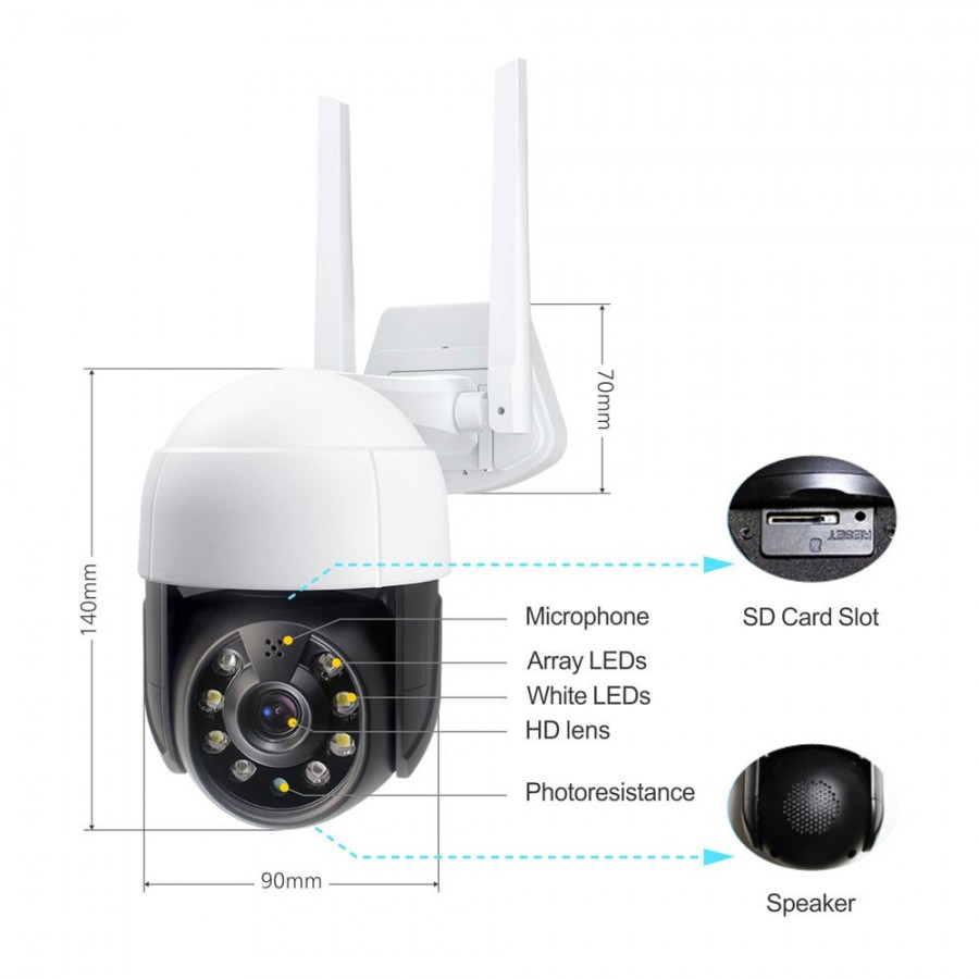 Tuya PST-C18B-3MP IP Κάμερα Παρακολούθησης Wi-Fi Full HD WIFI+ Αδιάβροχη (91027)