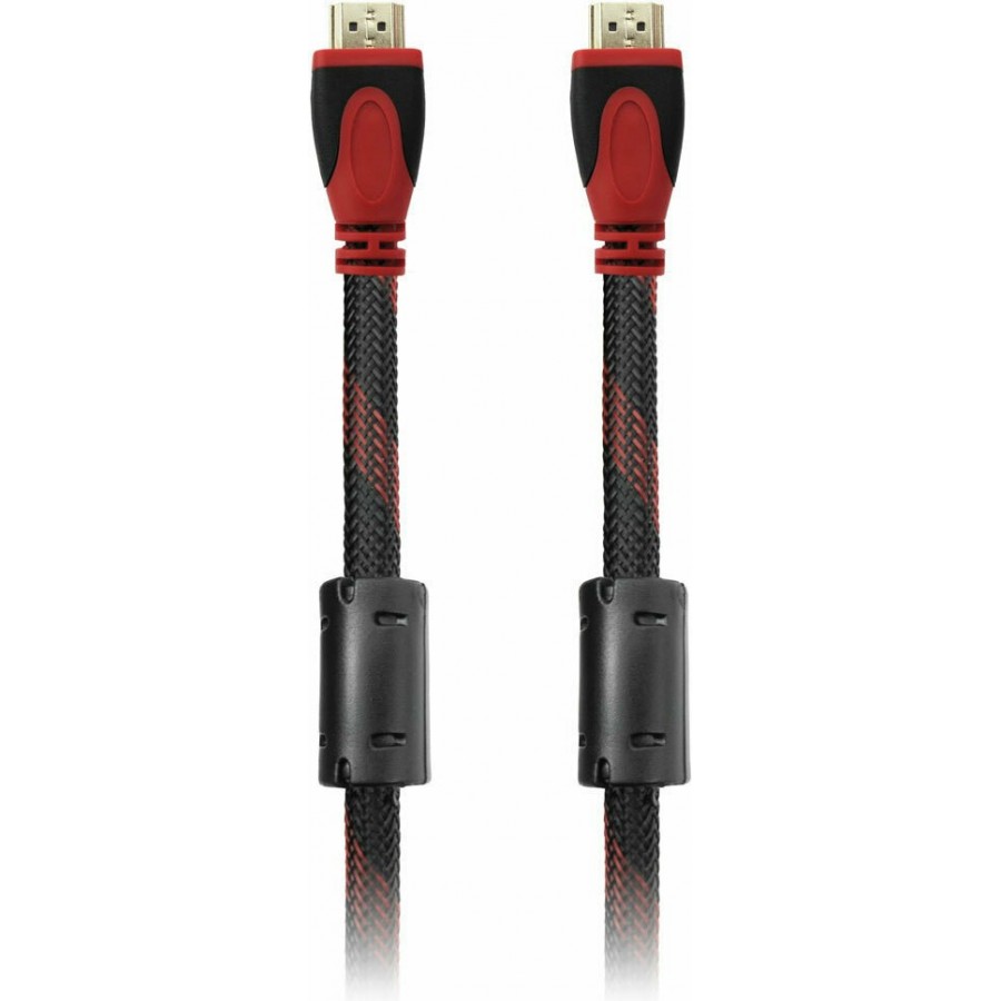 De Tech HDMI 1.4 Braided Cable HDMI male - HDMI male 20m Κόκκινο (18312)