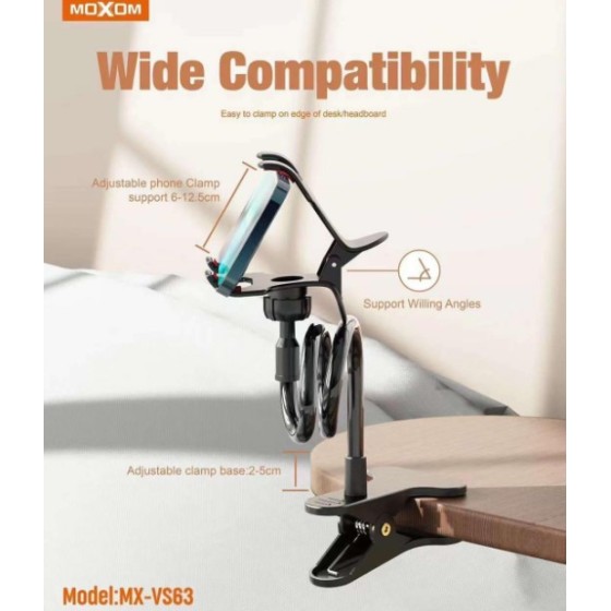 Moxom Βάση Κινητού με Βραχίονα σε Μάυρο χρώμα MX-VS63