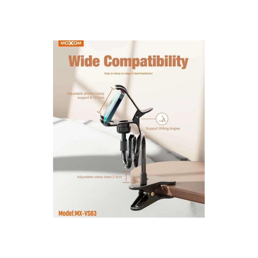 Moxom Βάση Κινητού με Βραχίονα σε Μάυρο χρώμα MX-VS63