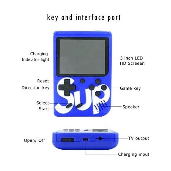 Ηλεκτρονική Παιδική Κονσόλα Χειρός Mini 8-Bit Μπλε για 6+ Ετών