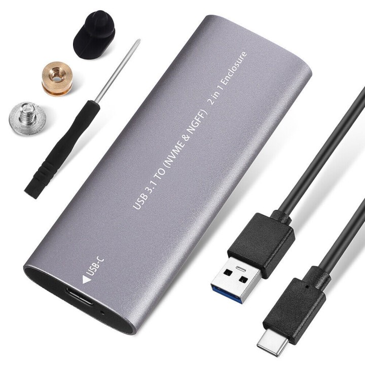 SSD Enclosure SHL-R320, USB 3.1 Type C - M.2 SATA+NVME Gray