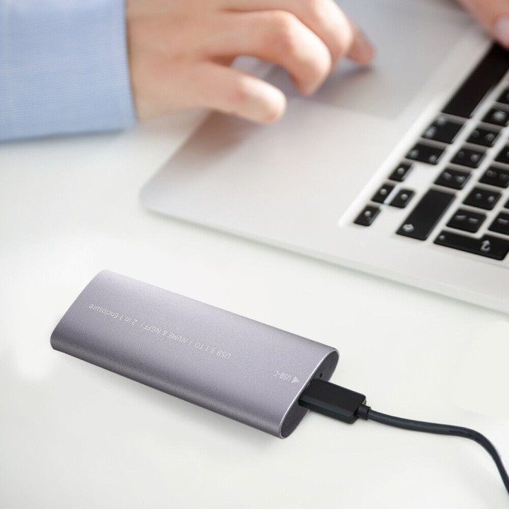SSD Enclosure SHL-R320, USB 3.1 Type C - M.2 SATA+NVME Gray