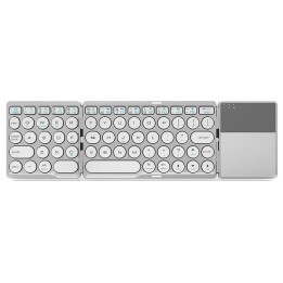 BT-86 Mini Foldable Ασύρματο Bluetooth Πληκτρολόγιο με Touchpad Αγγλικό US Ασημί