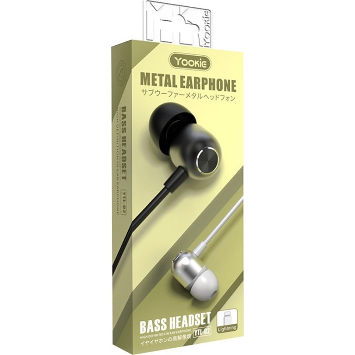 Yookie YTL-02 In-ear Handsfree με Βύσμα Lightning Μαύρο