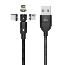 POWERTECH καλώδιο USB σε 3in1 magnet PTR-0103, μαγνητικό, 15W, 2m, μαύρο
