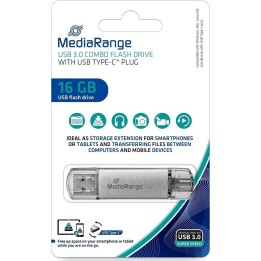 MediaRange USB 3.1 Combo Flash Drive with USB Type-C™ plug, 16GB (MR935)