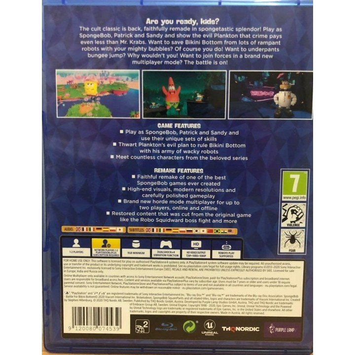 SpongeBob SquarePants: Battle for Bikini Bottom - Rehydrated PS4 GAMES
