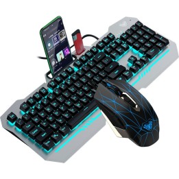 Aula T101 Σετ Gaming Πληκτρολόγιο με RGB φωτισμό & Ποντίκι (Αγγλικό US) Γκρι(6140)