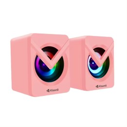 Kisonli L-1040 Ηχεία Υπολογιστή 2.0 με RGB Φωτισμό και Ισχύ 2.5W σε Ροζ Χρώμα