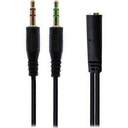 AWEI καλώδιο 3.5mm θηλυκό σε 2x 3.5mm αρσενικό AUX-002, 0.20m, μαύρο
