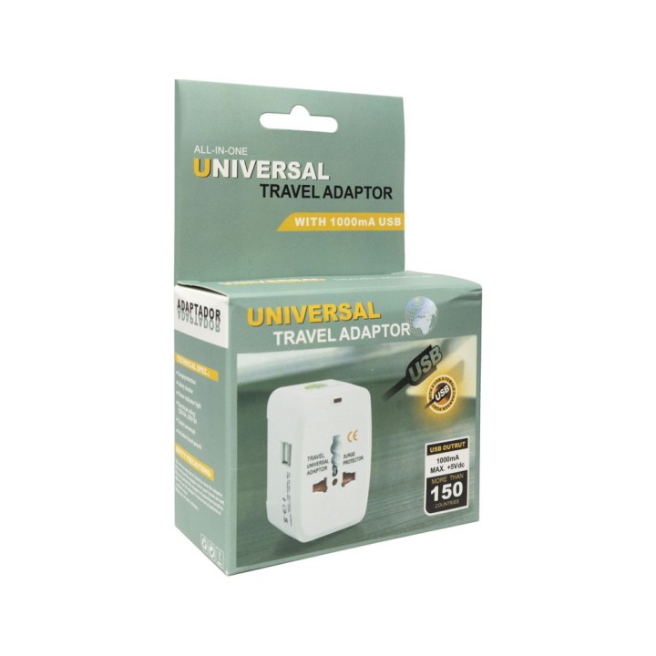 All In 1 Eu + Au + Uk + Us Plug World Universal Travel Adaptor White(17892)