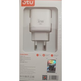 OTU Φορτιστής με Θύρα USB-C και Καλώδιο Lightning 30W Power Delivery Λευκός (KT09-I)