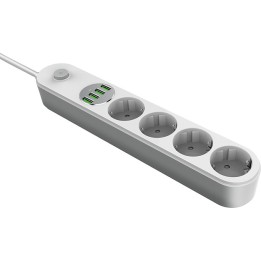 Ldnio Πολύπριζο Ασφαλείας 4 Θέσεων με 4 USB-A, Διακόπτη και Καλώδιο 2m