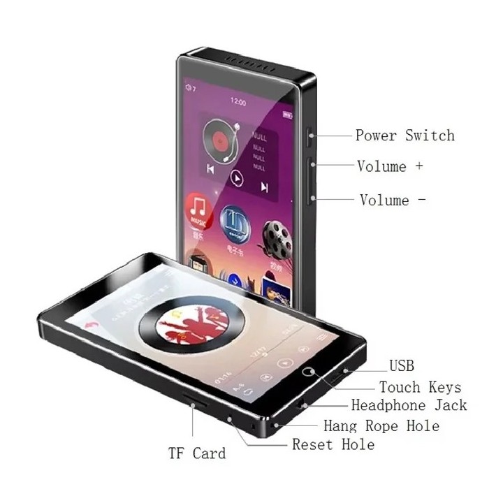 RUIZU MP3 player Η1 με οθόνη αφής 4", 32GB, ελληνικό μενού, Bluetooth, μαύρο