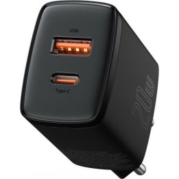 Baseus Φορτιστής Χωρίς Καλώδιο με Θύρα USB-A και Θύρα USB-C 20W Power Delivery / Quick Charge 3.0 Μαύρος (Compact)