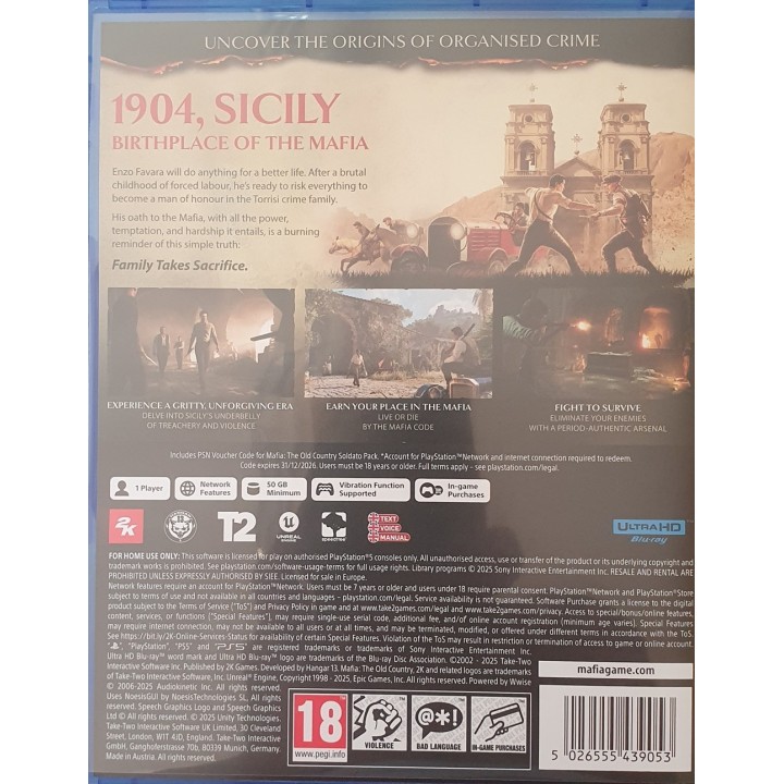Mafia The Old Country PS5 Game