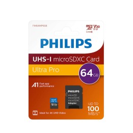 Philips Ultra Pro microSDXC 64GB Class 10 U3 V30 UHS-I με αντάπτορα (FM64MP65B/00)