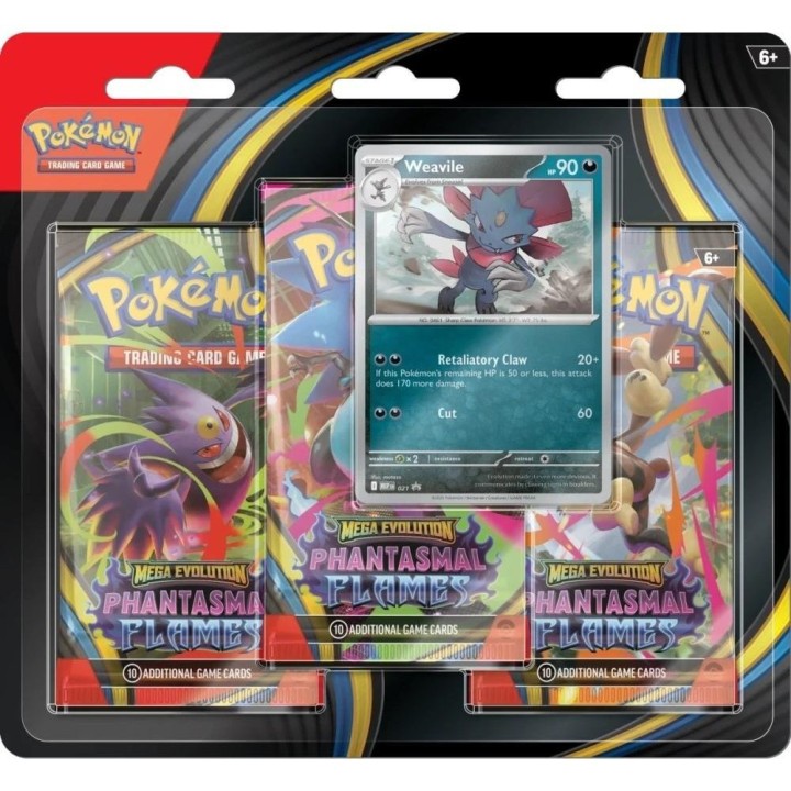 Pokemon TCG Mega Evolution: Phantasmal Flames - Weavile 3-Booster Blister
