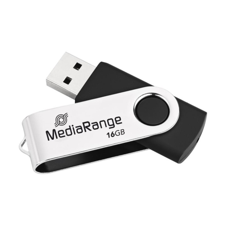 MediaRange USB 2.0 Flash Drive 16GB (Black/Silver) (MR910)