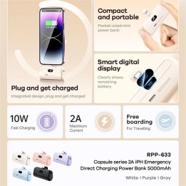 Remax Capsule Series RPP-633 Lightning Power Bank 5000mAh Λευκό