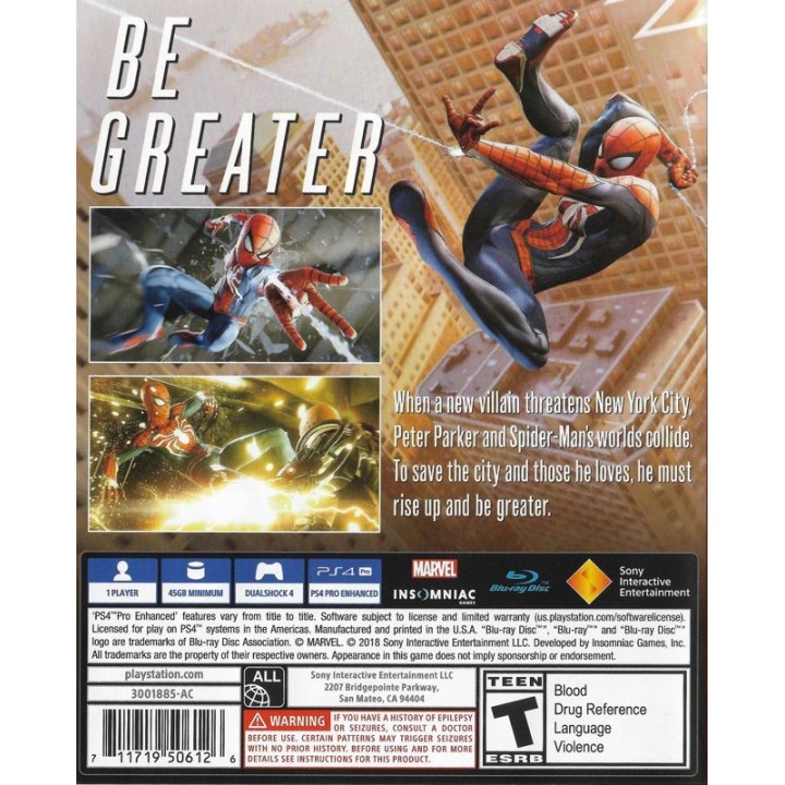 SPIDER-MAN PS4 GAMES (ΕΛΛΗΝΙΚΟΙ ΥΠΟΤΙΤΛΟΙ) Used-Μεταχειρισμένο Only Disk