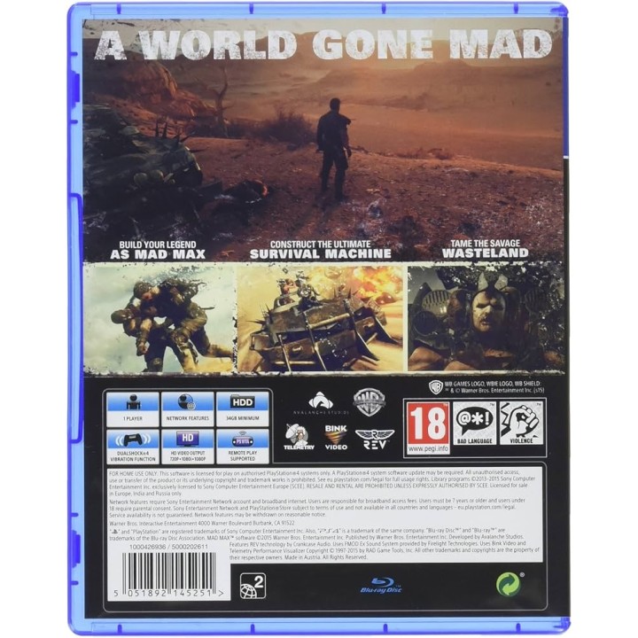 Mad Max PS4 GAMES(PLAYSTATION HITS)Used-Μεταχειρισμένο