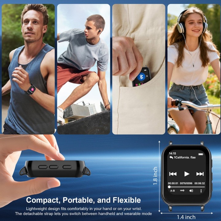 RUIZU MP3 player M8, 1.54", 32GB, Bluetooth, ελληνικό μενού, μαύρο