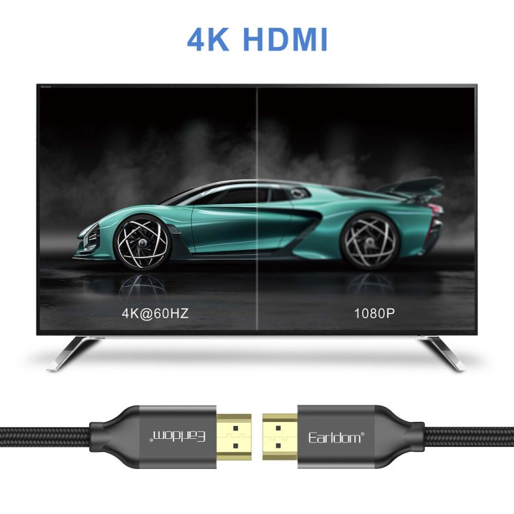 Earldom HDMI 1.4 Braided Cable HDMI male - HDMI male 5m Μαύρο(18386)