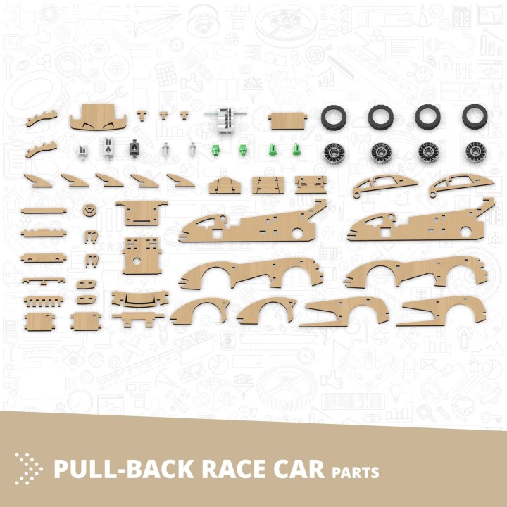 Engino MAKERSPACE DIY: Αυτοκίνητο αγώνων με δυνατότητα pull-back STEM Building Kit for Kids Ages 6+ (1 Model to Build)