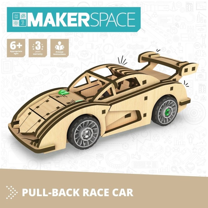 Engino MAKERSPACE DIY: Αυτοκίνητο αγώνων με δυνατότητα pull-back STEM Building Kit for Kids Ages 6+ (1 Model to Build)
