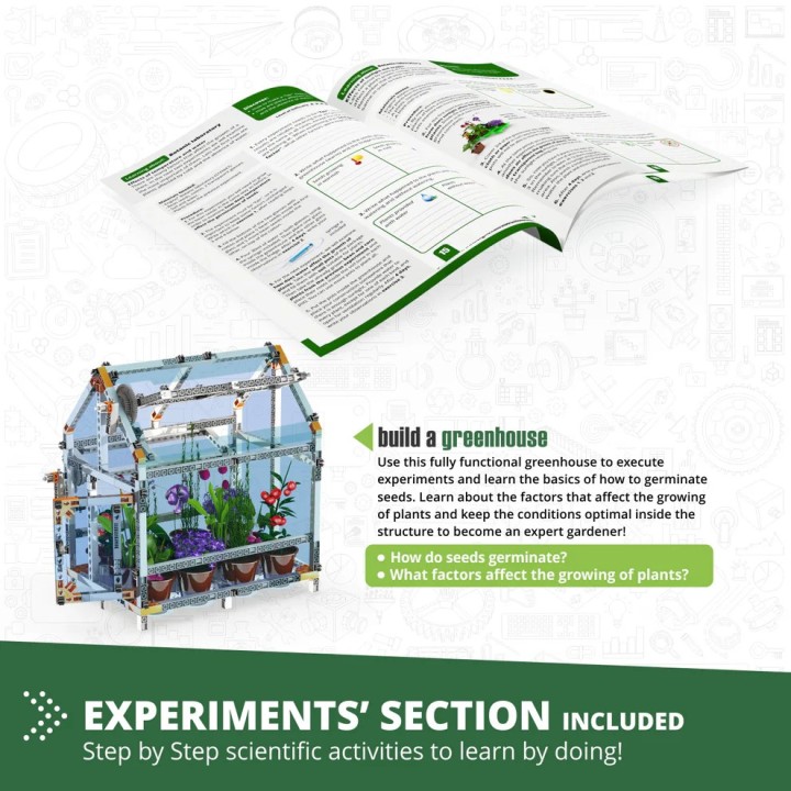 Engino Discovering STEM Botanic Laboratory: Fully Functional Greenhouse, STEM Toys for Kids Ages 9+ (4 Models to Build)